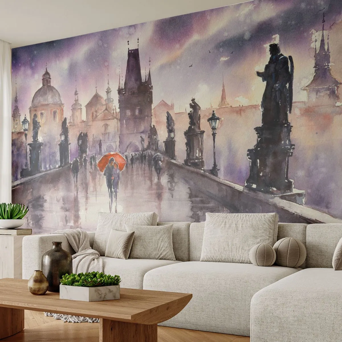 Fotobehang Standard Eco - Mensen veranderen niet - Brug, Landschap, Klassiek - 400x280 cm