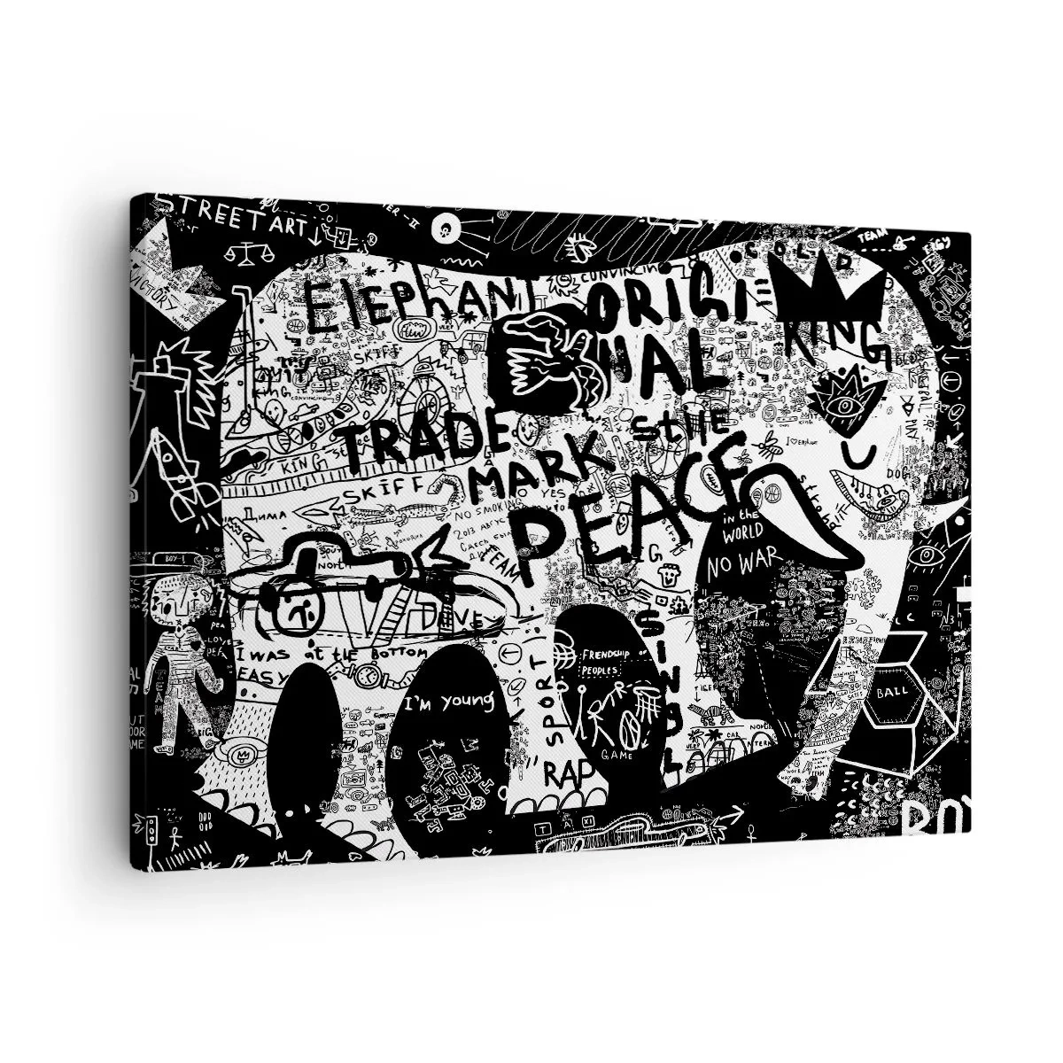 Schilderen op canvas - Zwart-wit afbeeldingen met graffitimotieven - 70x50cm - Rijke straatwereld - Moderne wanddecoratie voor woonkamer en slaapkamer ARTTOR