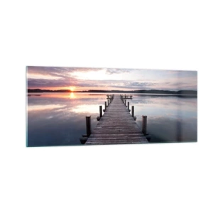 Schilderen op glas - Een rustige grens tussen dag en nacht - 100x40 cm