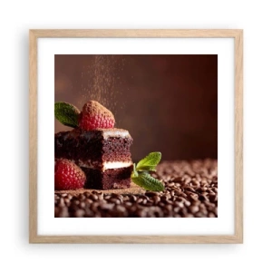 Een poster in een licht eiken lijst - Het leven is zoet - 40x40 cm