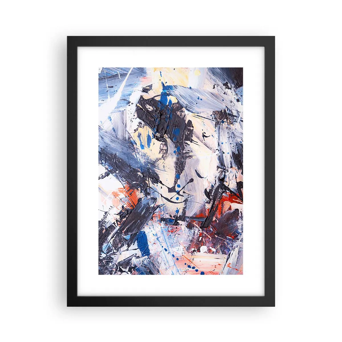 Poster in een zwarte lijst - Gekke dans van abstractie - 30x40 cm
