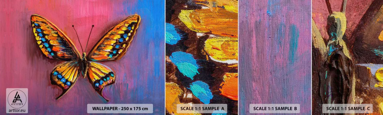 Fotobehang Monster Premium Canvas - Een juweel van de natuur - Vlinder, Deel, Schilderen - 100x30 cm