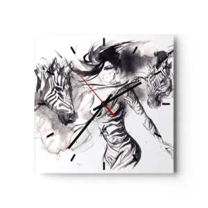 Wandklok - Klok - Dansend met de zebra's - 40x40 cm
