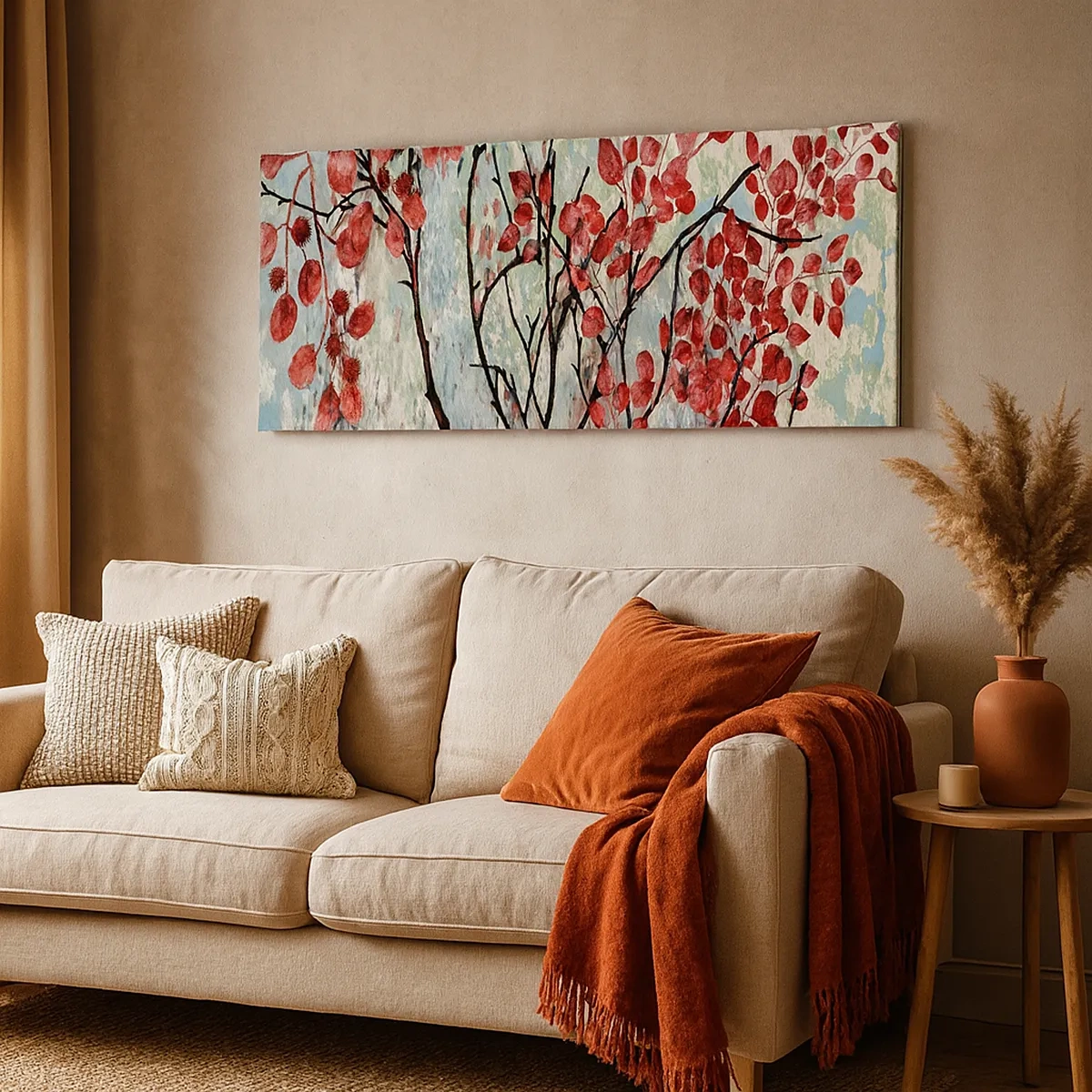 Schilderen op canvas - Boom in scharlaken - 30x30 cm