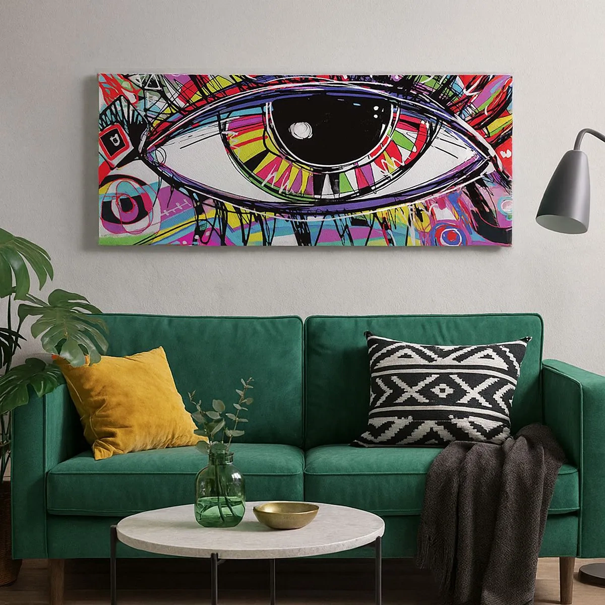 Schilderen op canvas - Kleurrijk oog - kleurrijke ziel - 100x40 cm