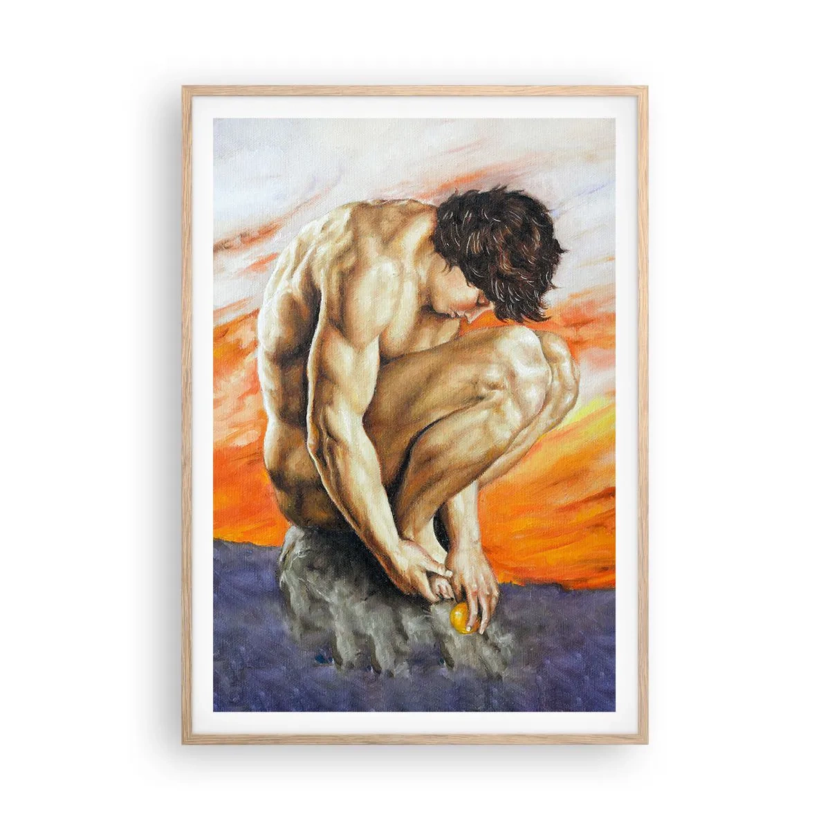 Een poster in een licht eiken lijst - Ondergedompeld in zichzelf - 70x100 cm