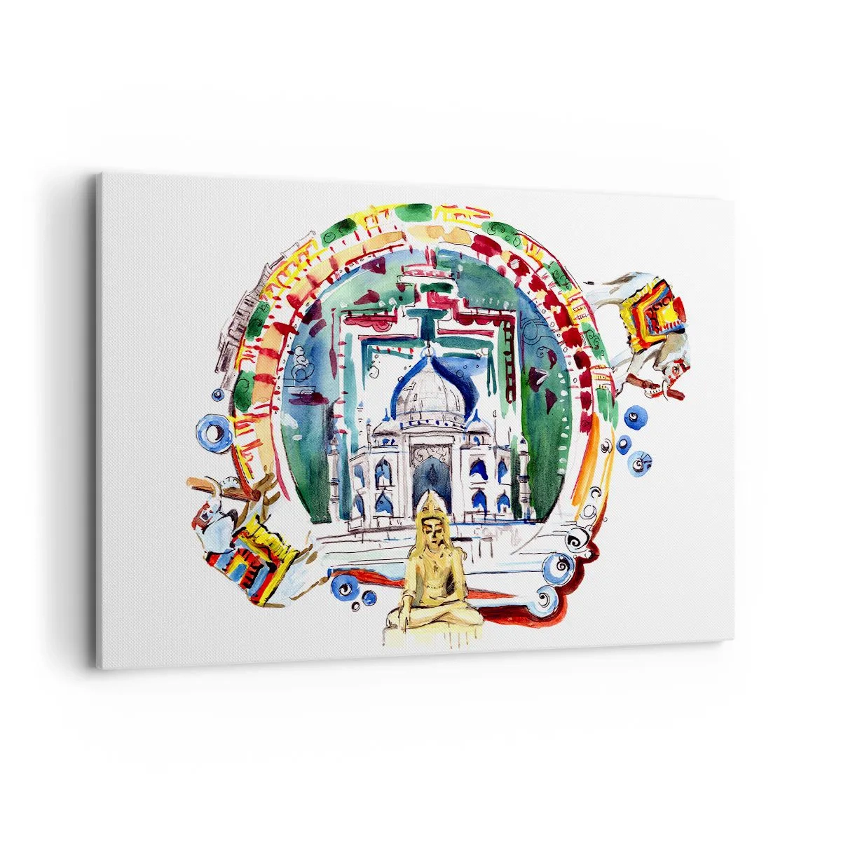 Schilderen op canvas - Hindoe wereld balans - 120x80 cm