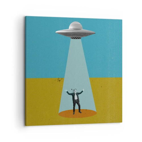 Schilderen op canvas - Een nauwe ontmoeting - 50x50 cm