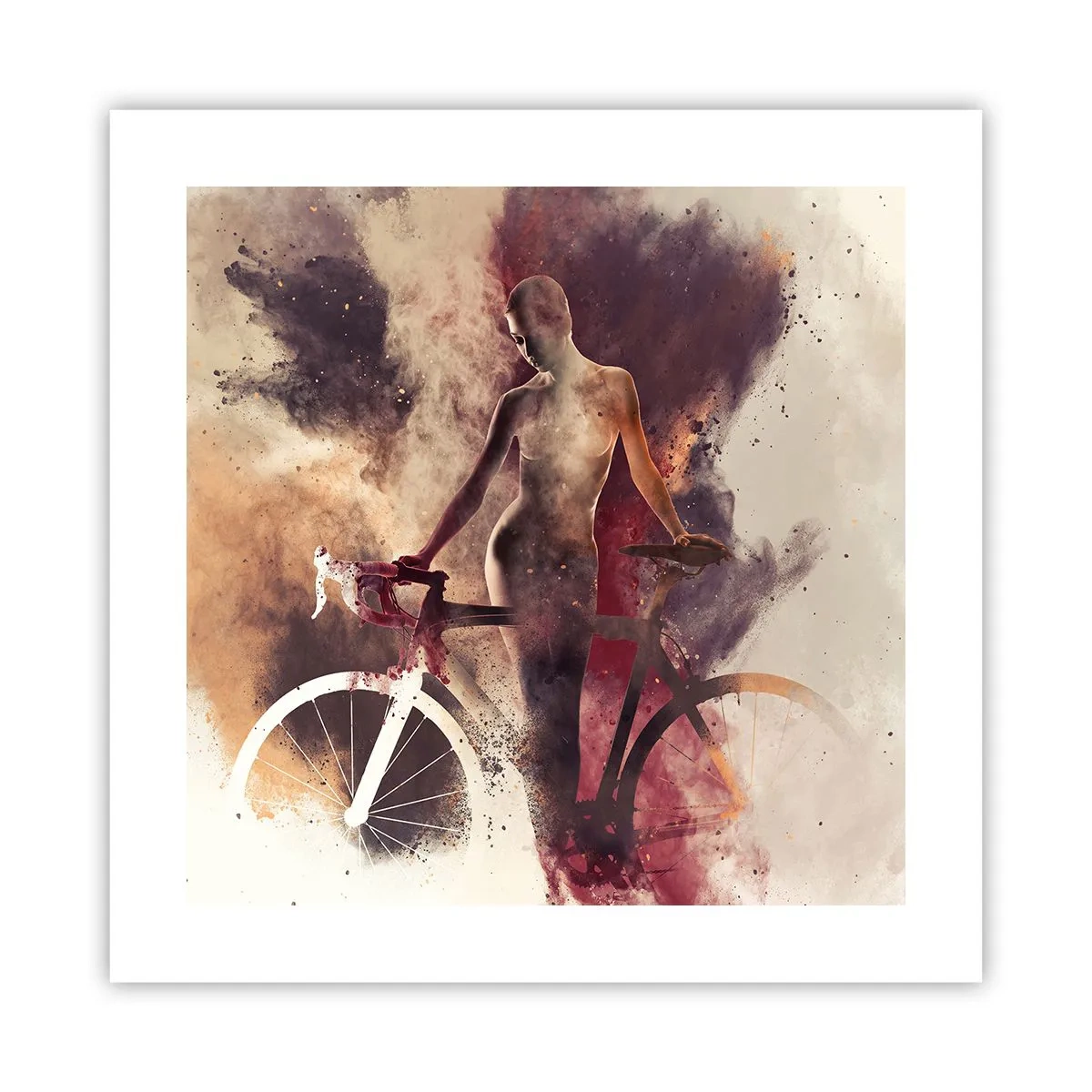 Poster - Een fietsziel in marmeren vormen - 40x40 cm