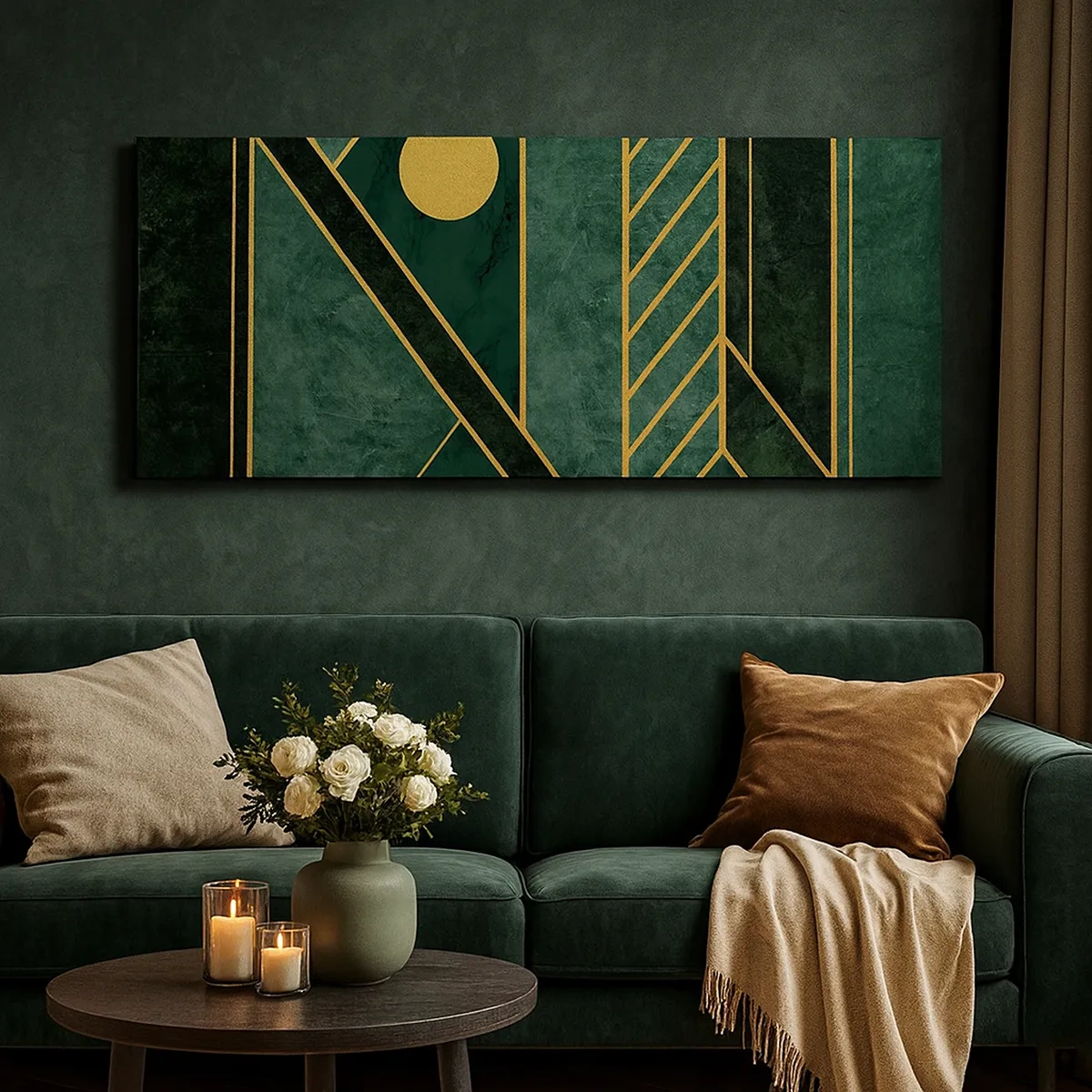 Schilderen op canvas - Dynamiek van goud en azuur - 30x30 cm