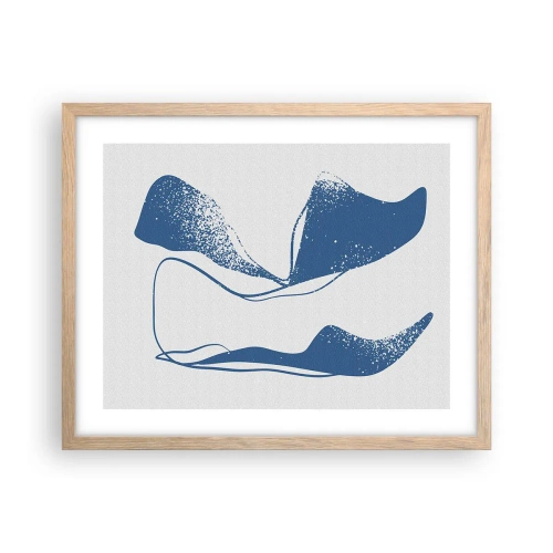 Een poster in een licht eiken lijst - Gevleugelde abstractie - 50x40 cm