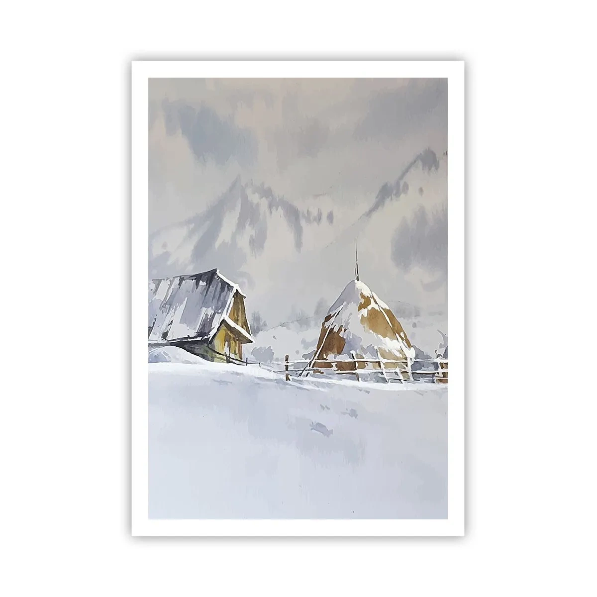 Poster - In een besneeuwde vallei - 70x100 cm