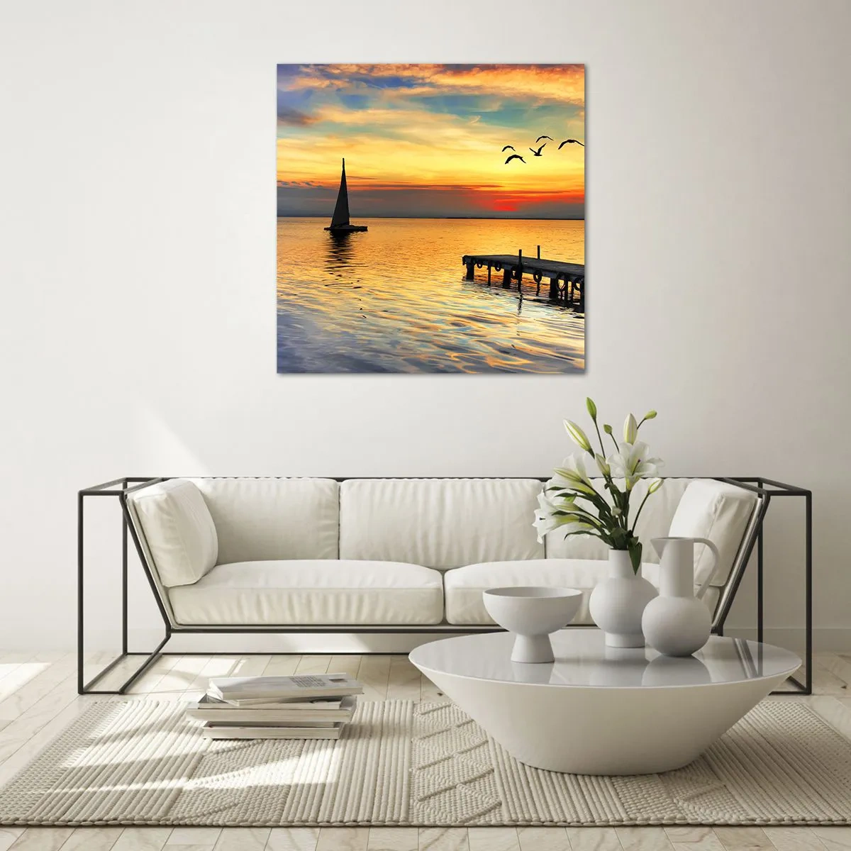 Schilderen op glas - De avonden keren terug - 70x70 cm