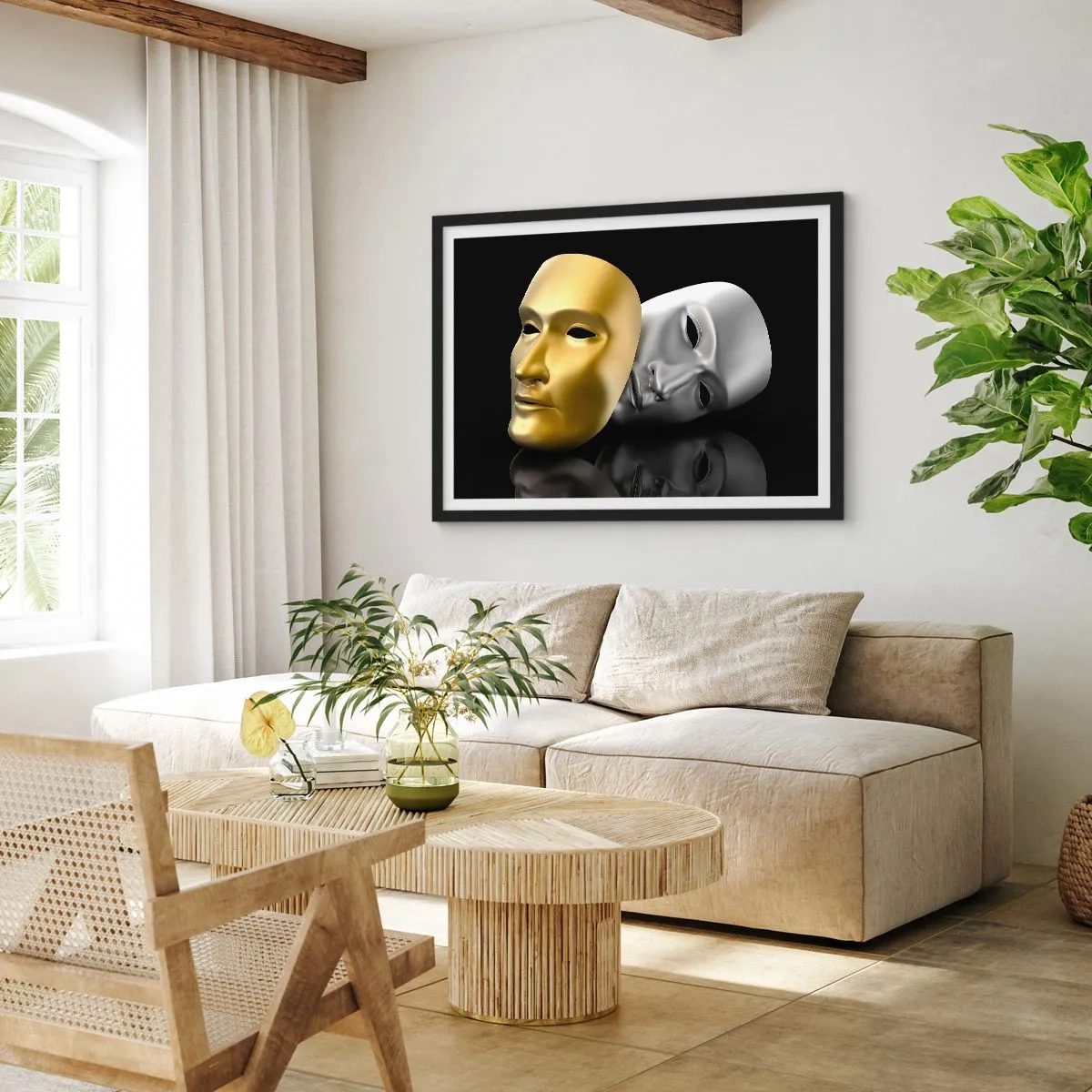 Poster in een zwarte lijst - Het leven is theater - 100x70 cm