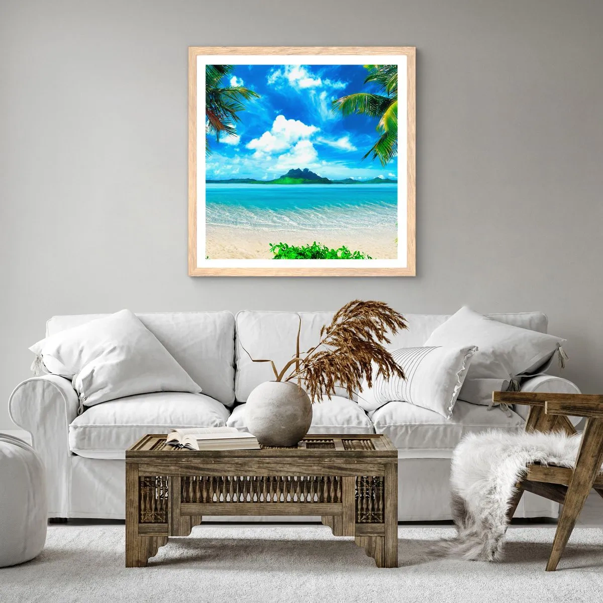Een poster in een licht eiken lijst - Het azuur van de tropen - 30x30 cm