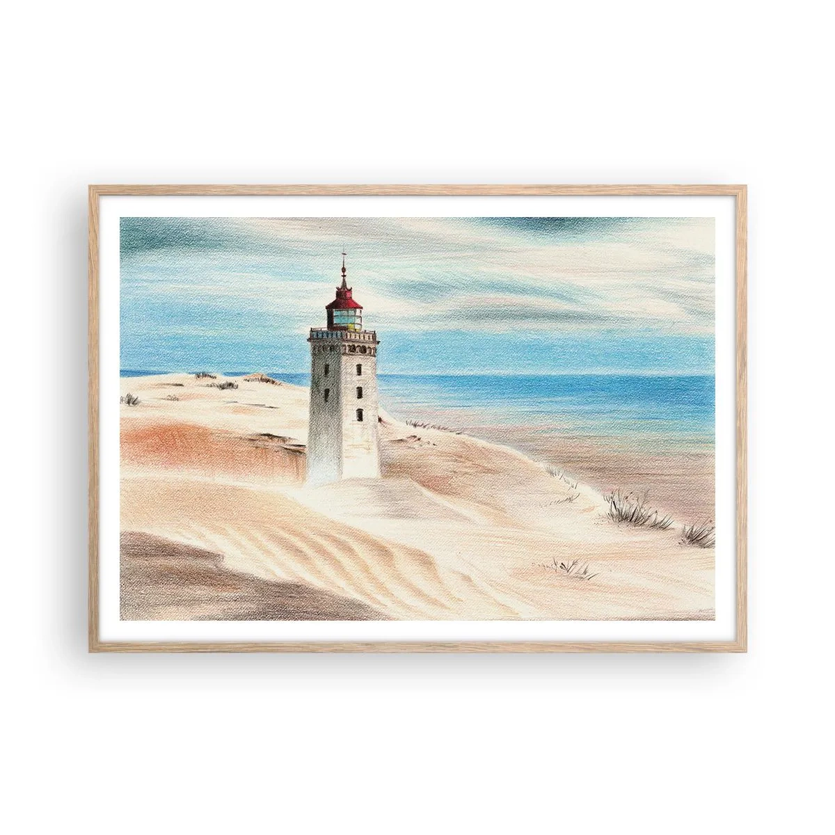 Een poster in een licht eiken lijst - Altijd staren naar de zee - 100x70 cm