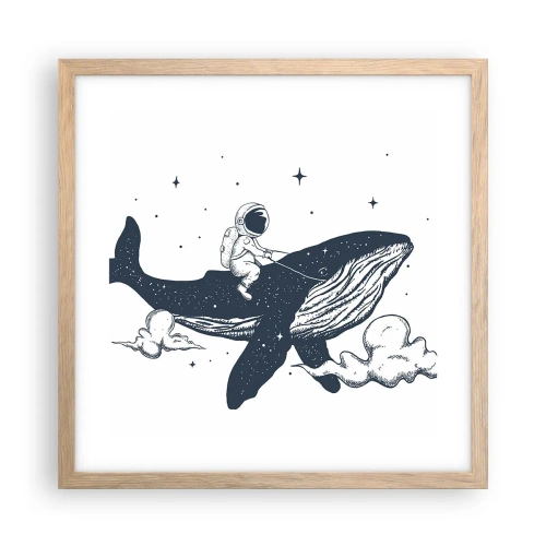 Een poster in een licht eiken lijst - Ruimte avontuur - 40x40 cm