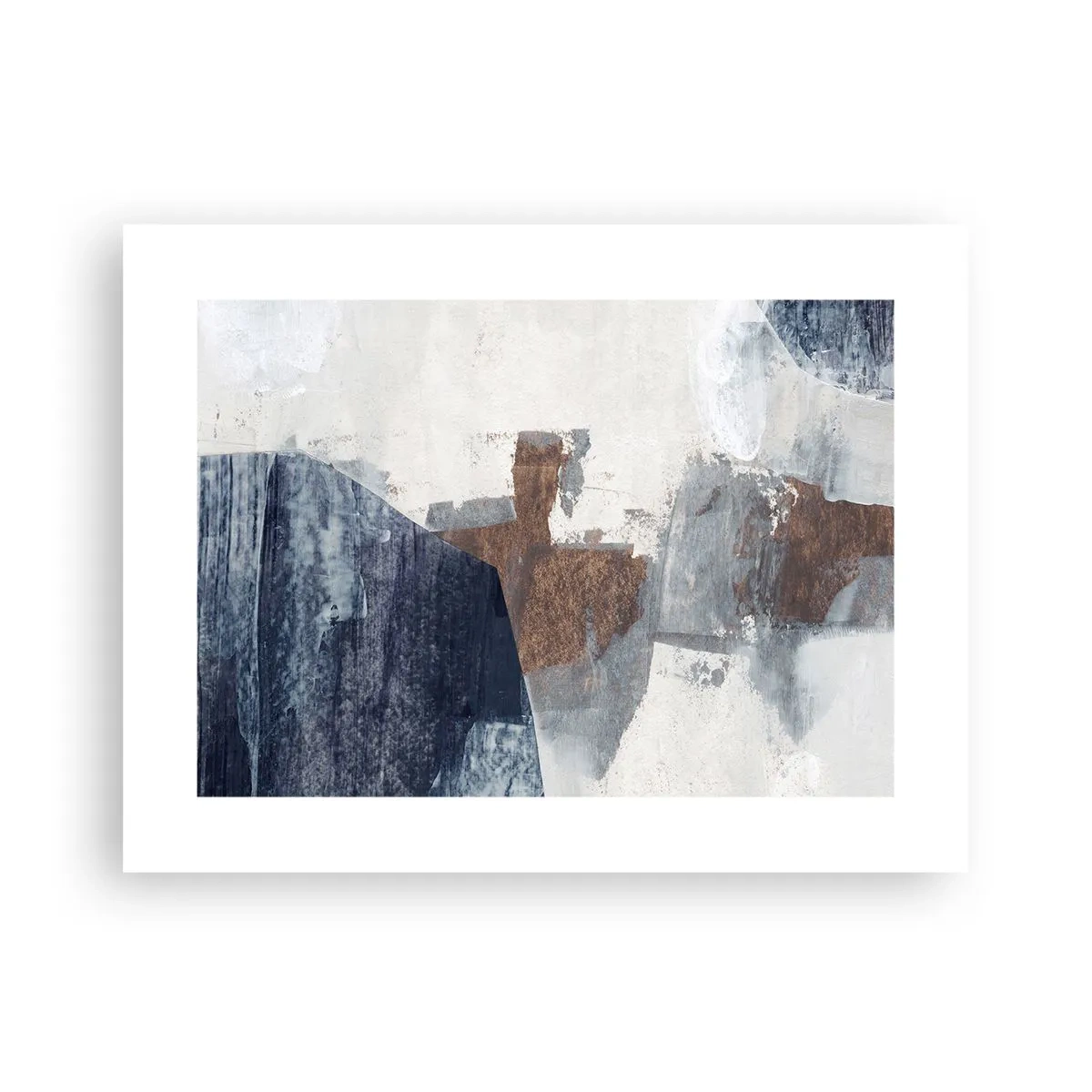Poster - Blauwe en bruine vormen - 40x30 cm