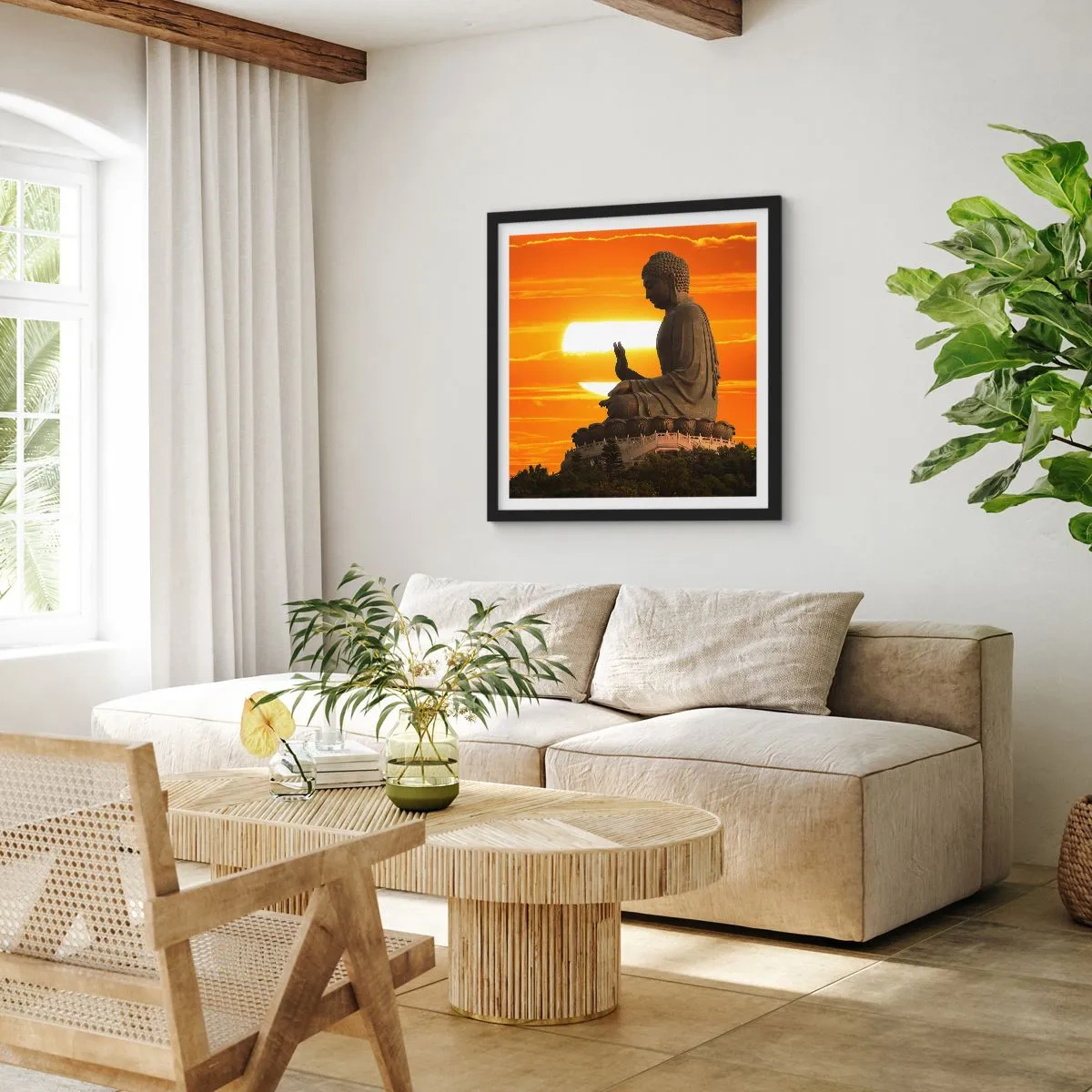 Poster in een zwarte lijst - Geen angst voor de wereld - 60x60 cm