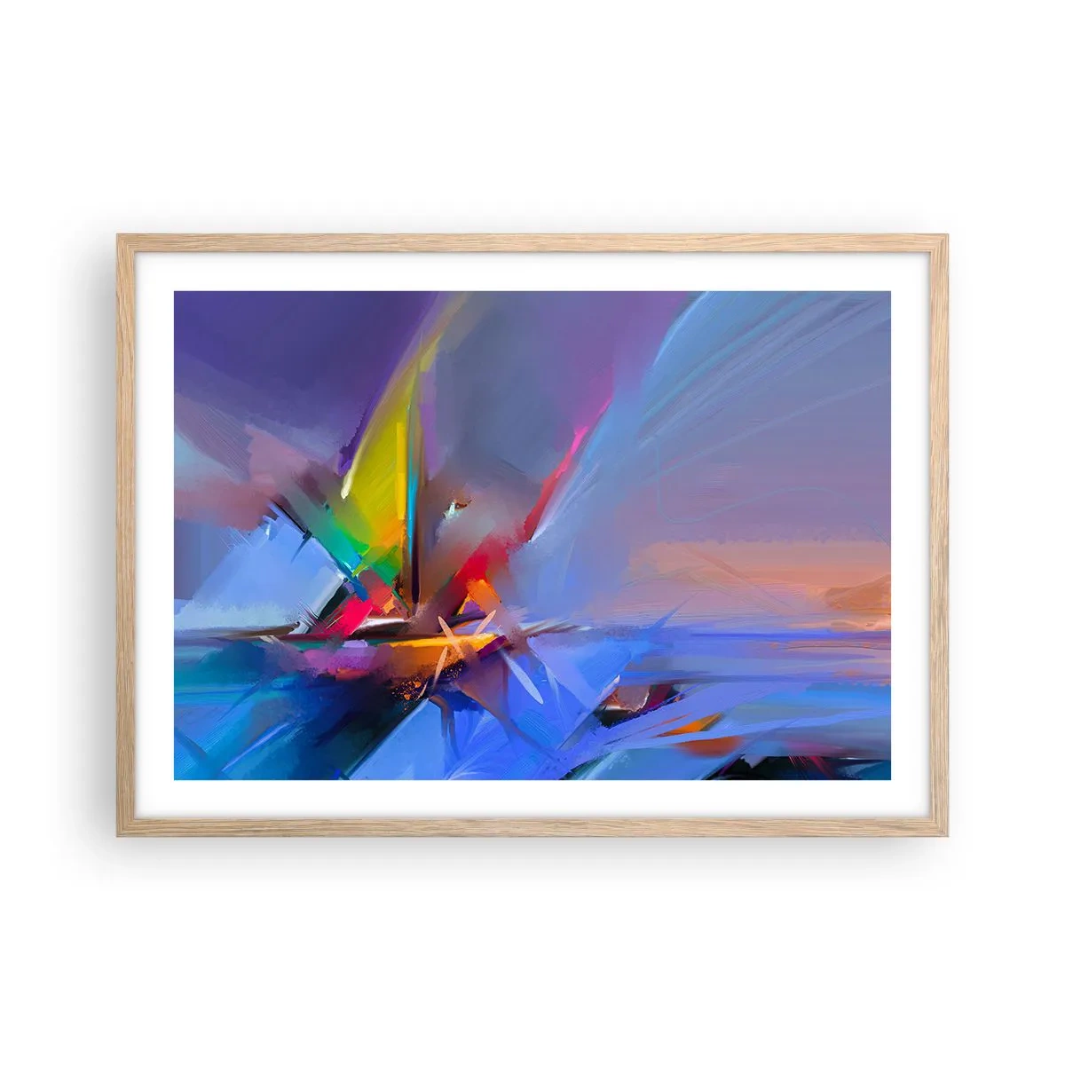 Een poster in een licht eiken lijst - Propellers als een vogel - 70x50 cm
