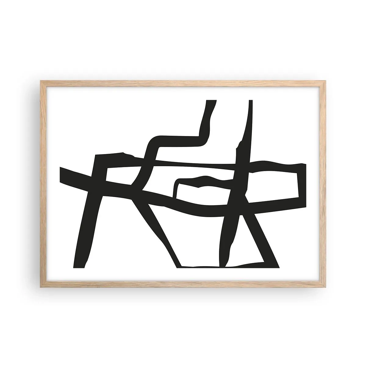 Een poster in een licht eiken lijst - Zwart-wit ontwerp - 70x50 cm