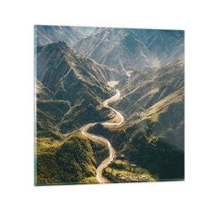 Schilderen op glas - Recht uit het hart van de bergen - 70x70 cm