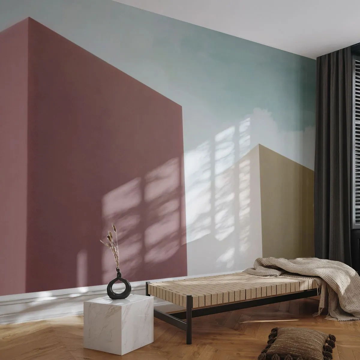 Fotobehang Standard Eco - De geometrie van een zonnige zomer - Gebouwen, Architectuur, Driedimensionaal - 500x350 cm