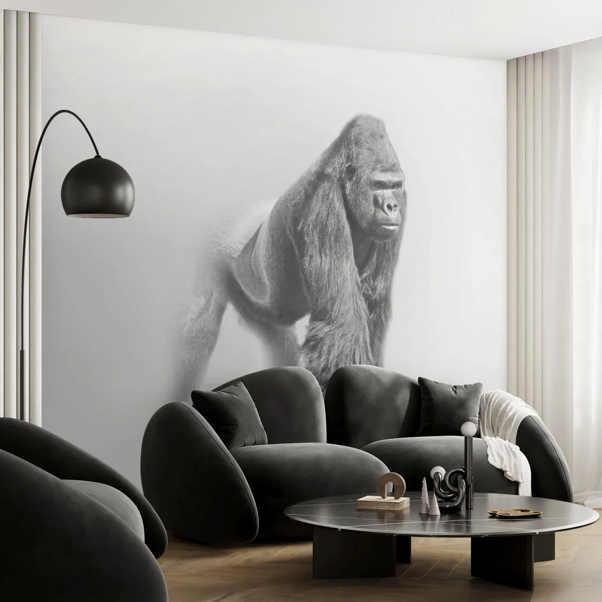 Fotobehang Premium Sand - Vertrouwen in zijn kracht - Dieren, Gorilla, Aap - 500x350 cm