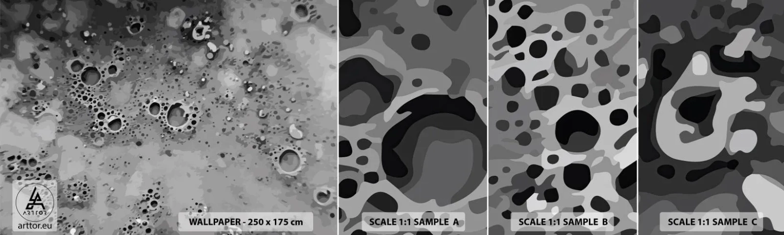 Fotobehang Staaltje Standard Eco - Als een maanlandschap - Samenstelling, Deel, Grafisch - 100x30 cm