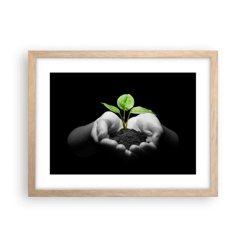 Een poster in een licht eiken lijst - Ik hou van de natuur, ik bescherm haar - 40x30 cm