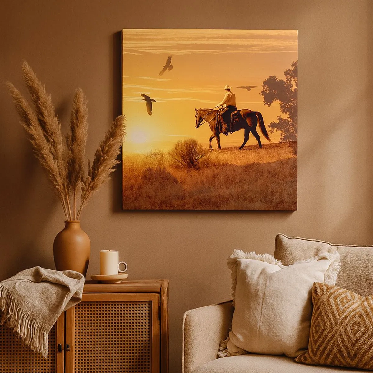 Schilderen op canvas - Alleen over de prairie - 30x30 cm