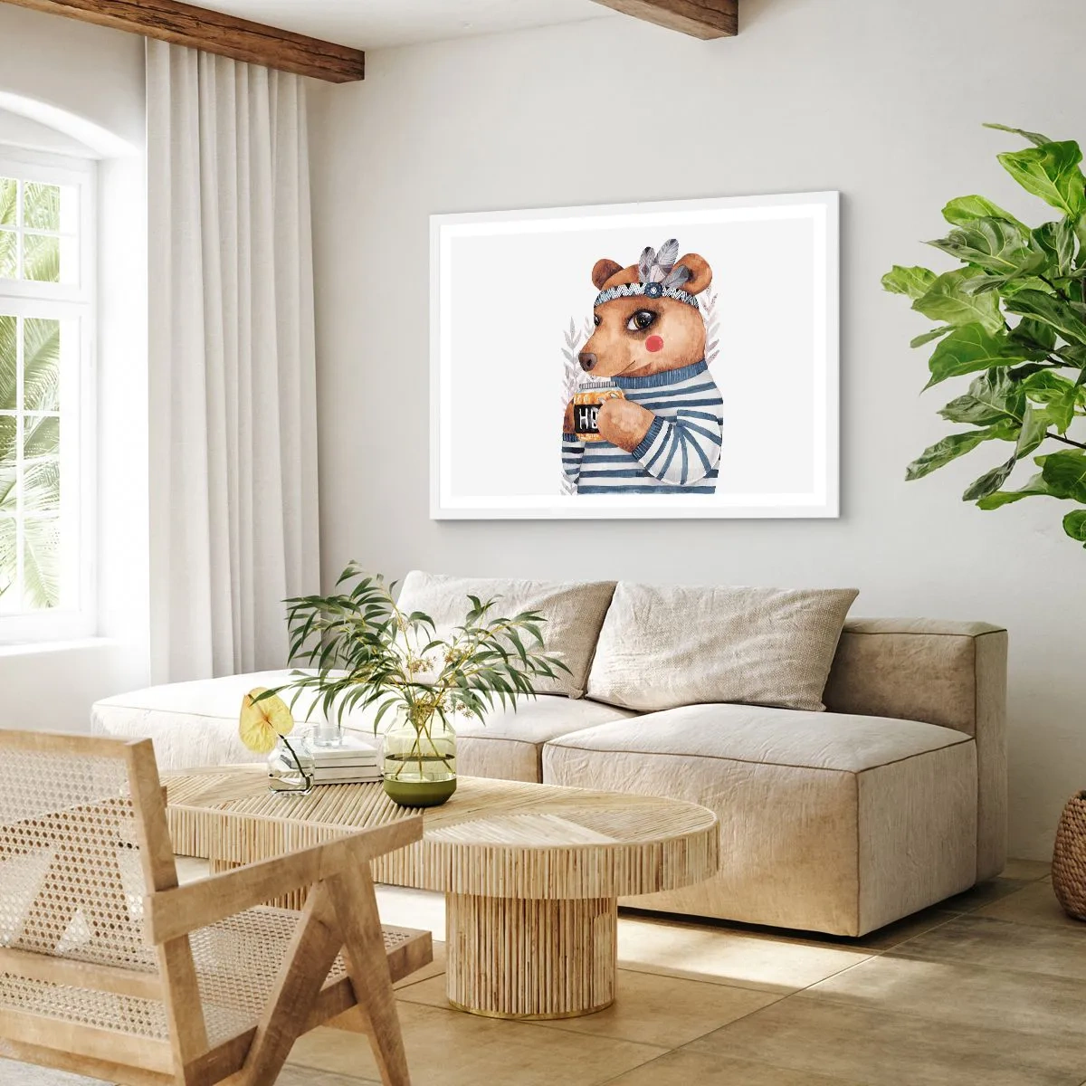 Poster in een witte lijst - Zoete beer - 40x30 cm