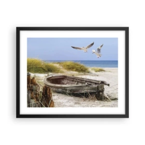 Poster in een zwarte lijst - Badend in de wind - 50x40 cm