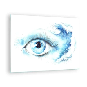 Schilderen op glas - Blauw oog in artistieke aquarel - 70x50cm - Dompel jezelf onder in het blauw van de blik - Moderne wanddecoratie voor woonkamer en slaapkamer ARTTOR