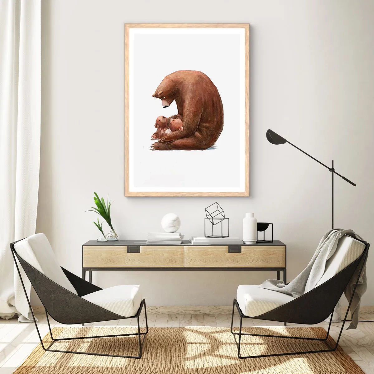 Een poster in een licht eiken lijst - Zoete dromen, kinderen - 40x50 cm