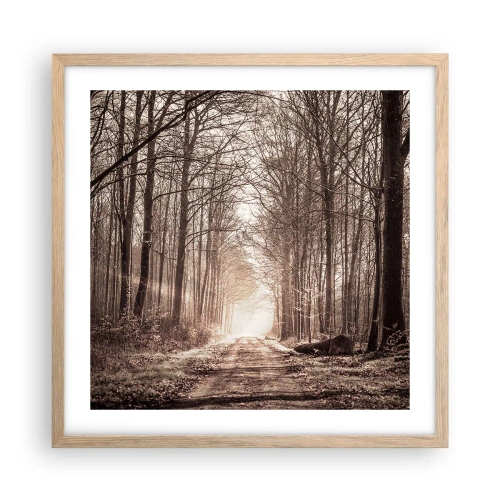 Een poster in een licht eiken lijst - Boskathedraal - 50x50 cm