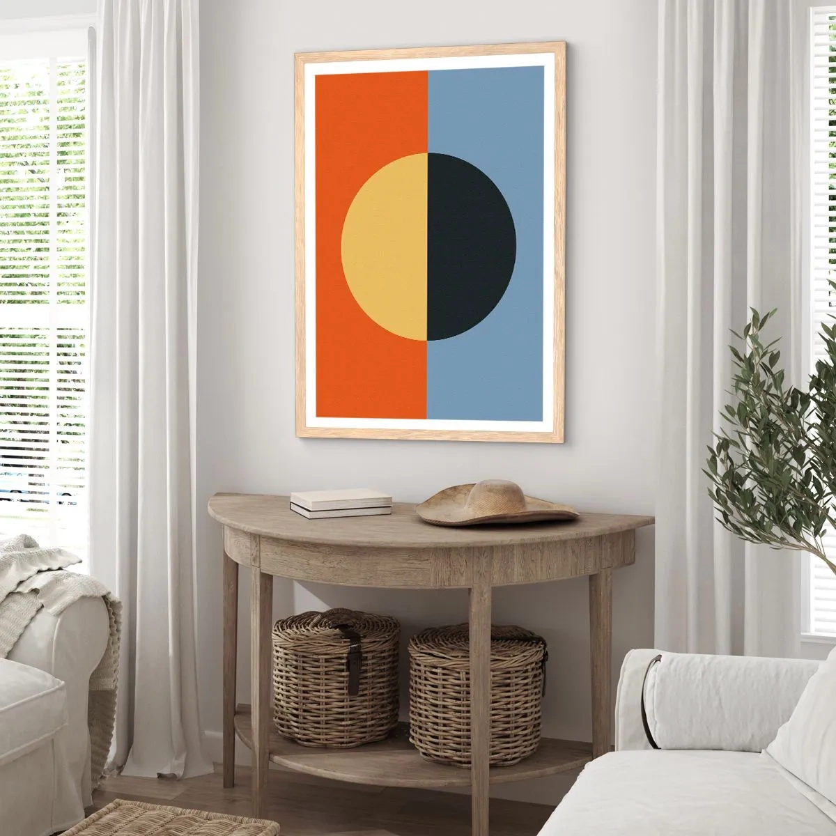 Een poster in een licht eiken lijst - Een compositie van warmte en koelte - 61x91 cm