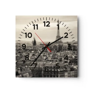 Wandklok - Klok - Over de daken van Parijs - 40x40 cm