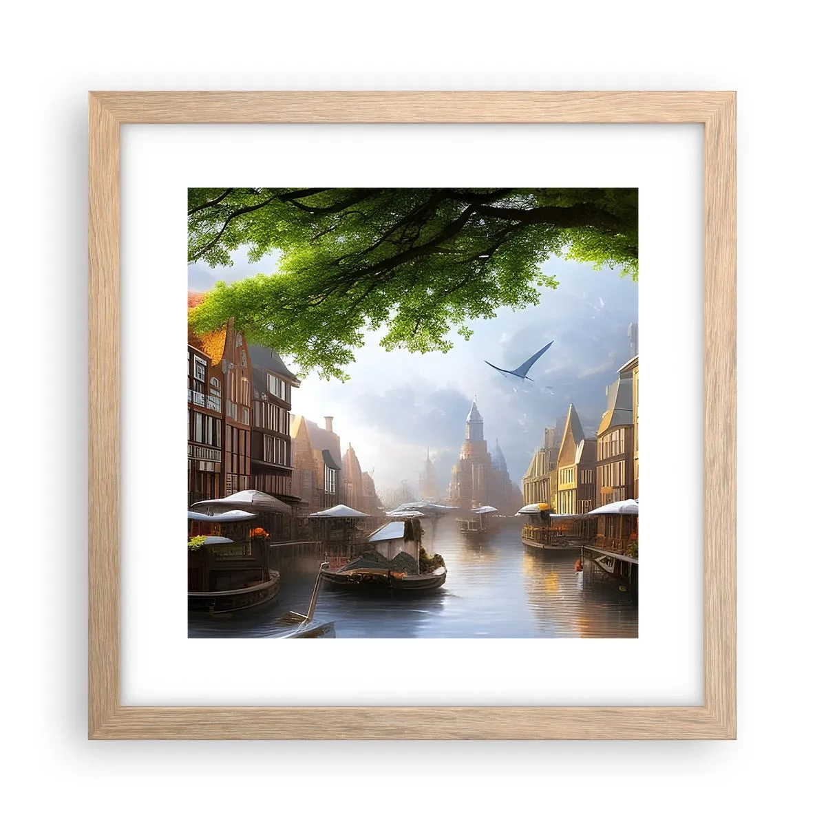 Een poster in een licht eiken lijst - Hollands stadsbeeld - 30x30 cm