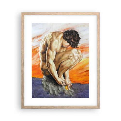 Een poster in een licht eiken lijst - Ondergedompeld in zichzelf - 40x50 cm