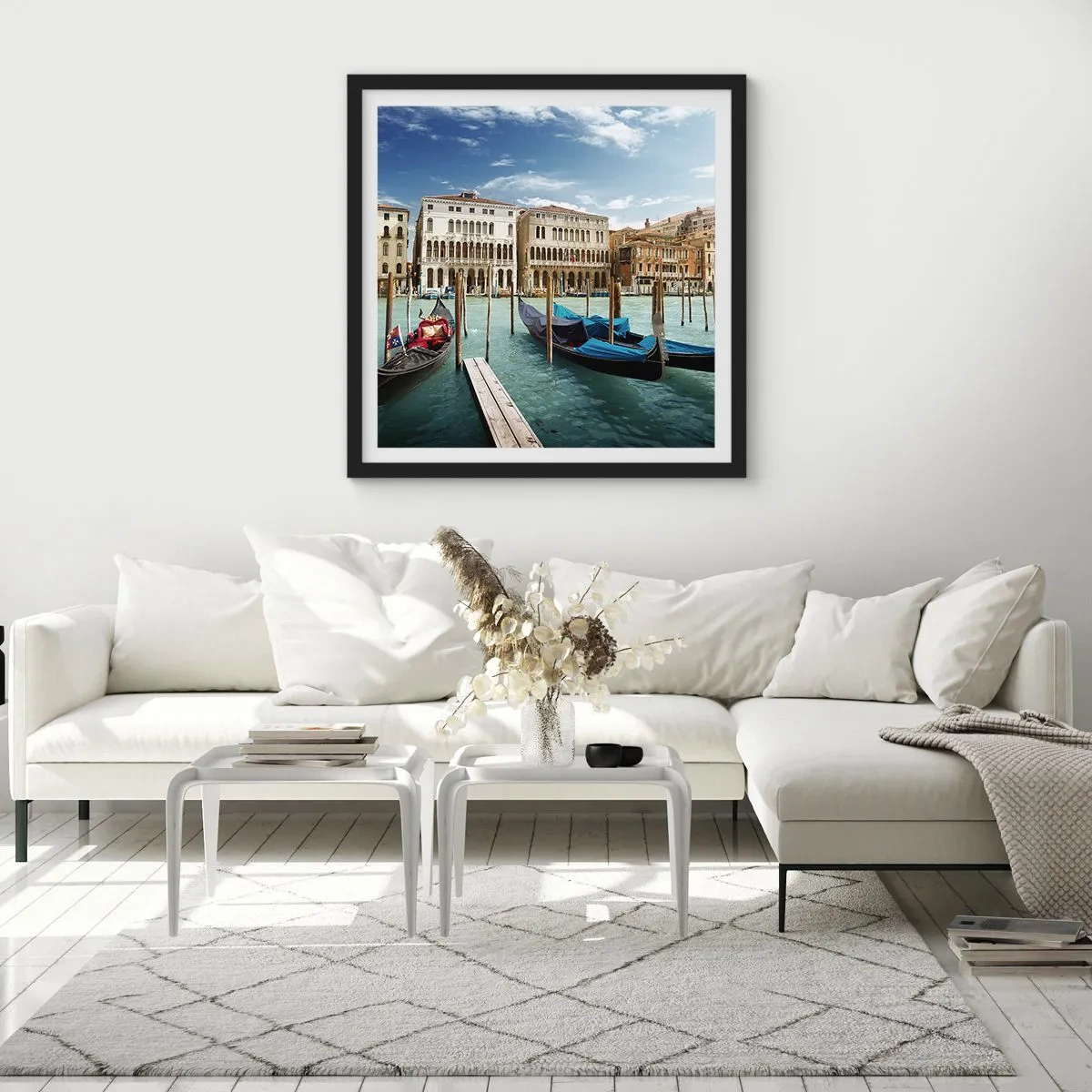 Poster in een zwarte lijst - Paleizen in het blauw - 30x30 cm
