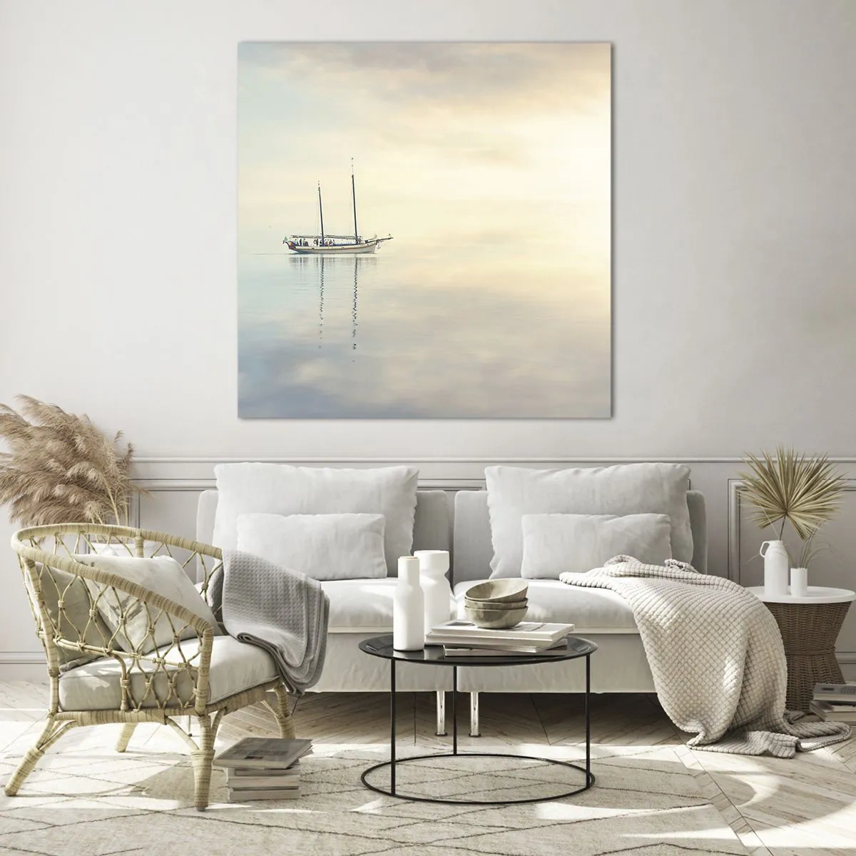 Schilderen op glas - In een zee van stilte - 60x60 cm