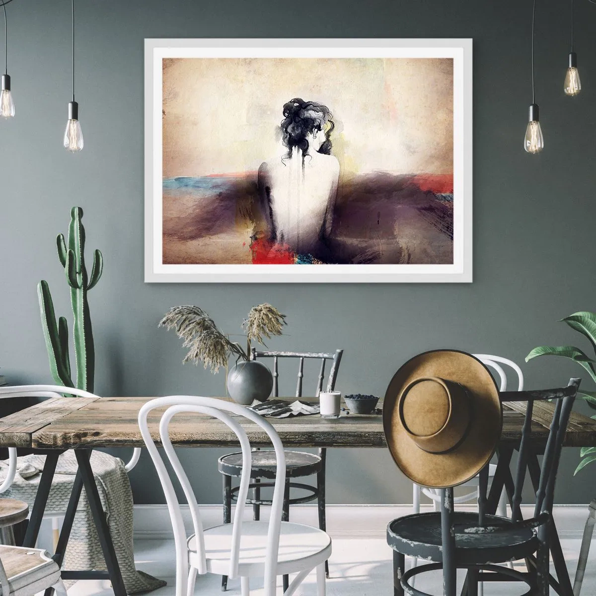 Poster in een witte lijst - Vloeiende lijnen, ovale vormen - 50x40 cm