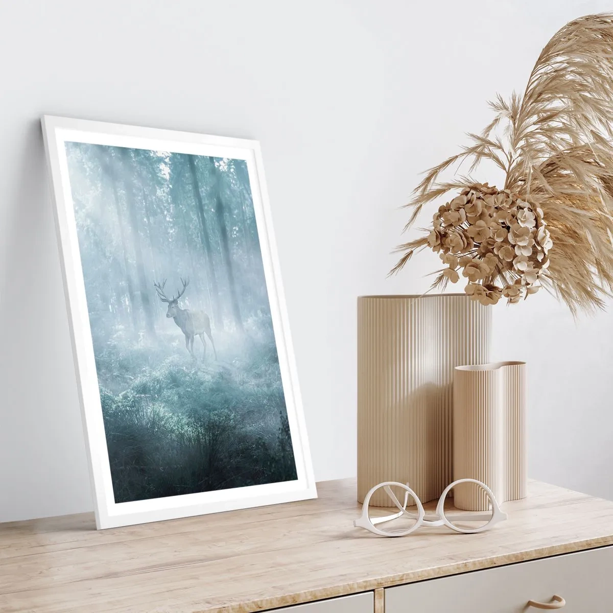 Poster in een witte lijst - Ochtendbezoek aan het landgoed - 61x91 cm