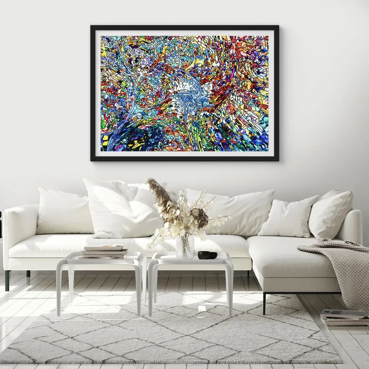 Poster in een zwarte lijst - Glas in lood druppel - 40x30 cm