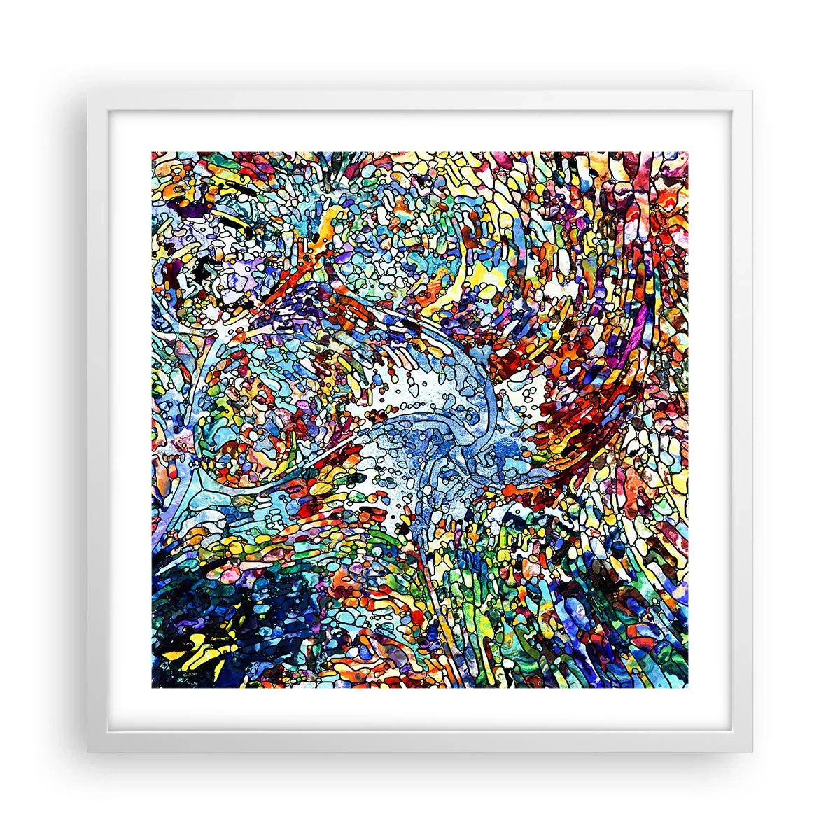 Poster in een witte lijst - Glas in lood druppel - 50x50 cm