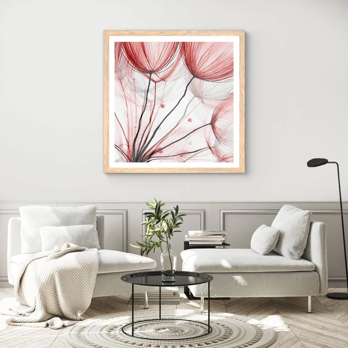 Een poster in een licht eiken lijst - Vóór het vertrek - 40x40 cm