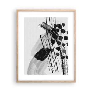 Een poster in een licht eiken lijst - Zwart-wit organische abstractie - 40x50 cm