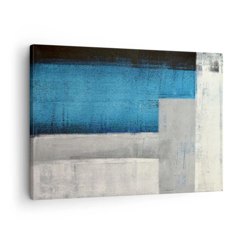 Schilderen op canvas - Een abstracte compositie met tinten blauw, grijs en wit. - 70x50cm - Een poëtische compositie van grijs en blauw - Moderne wanddecoratie voor woonkamer en slaapkamer ARTTOR