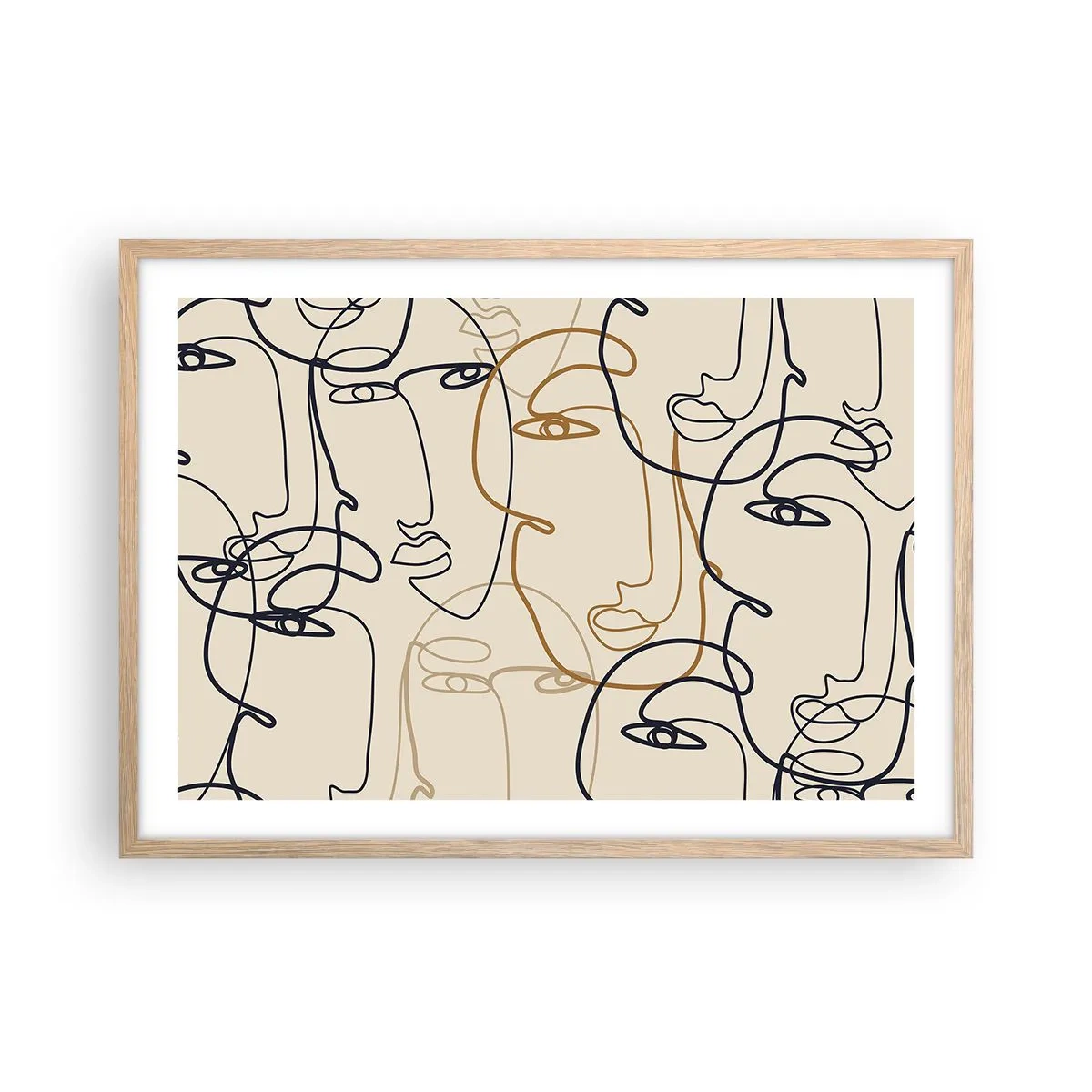 Een poster in een licht eiken lijst - Het portret is vermenigvuldigd - 70x50 cm